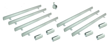Schlitzrinnen Set 7 Stück Edelstahl 1 Meter Bauhöhe 75mm, 6 x Verbinder, 1 x Endstück, 1 x Dichtmittel, 1 x Schnurwasserwaage